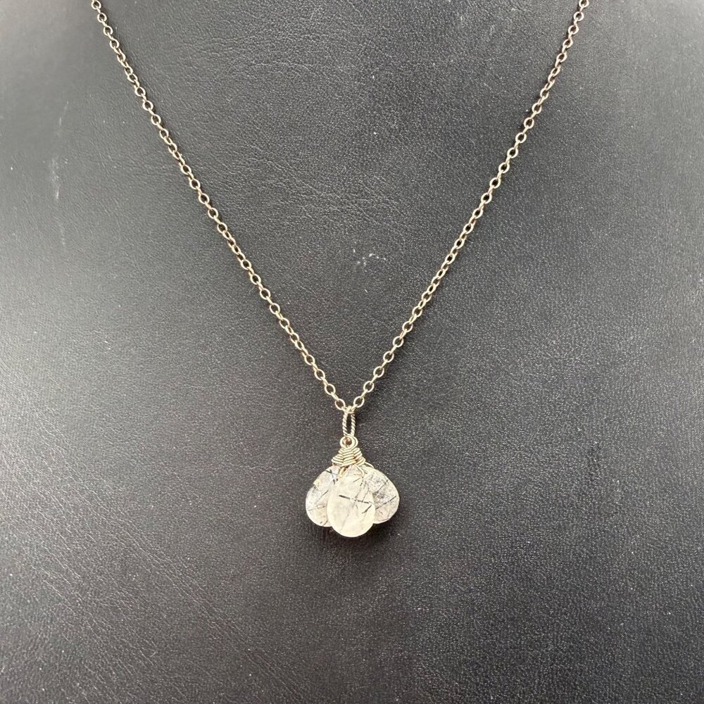 Necklace Rutilated Quartz Minimalist Sterling Silver 925 16.5 inches